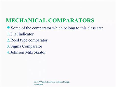 Comparators Mechanical Ppt