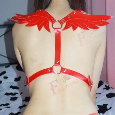 Soutien Gorge Lingerie Sexy En Cuir Harnais Aile D Ange Gothique Vitalit Harajuku Ceinture