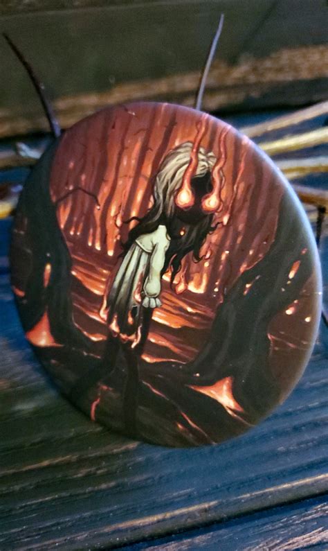 The Ember Witch large pin back button – Paper Haunt / White Stag Art