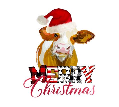 Santa Cow Design Christmas Png Christmas Cow Png Santa Etsy