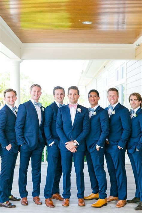 Navy Blue Suit Brown Shoes Wedding