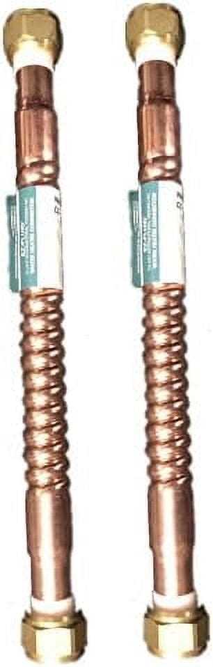 EZ Fluid 12 Inch Corrugated Flexible LF Copper Hot Water Heater Connector Water Supply Line For