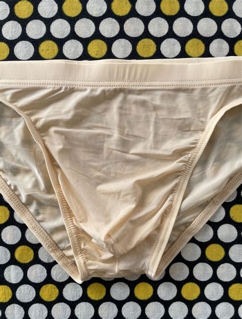 Men S Sexy Beige Thin Sheer Unlined Bikini Swim Brief Swimsuit Size Medium Ebay