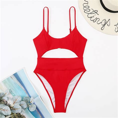 Dihao One Piece Bikini For Women Clearance Plus Size Women Sexy Solid Color Hollow Out