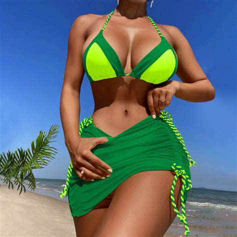 Biziza Bikini Sets For Women Two Piece Swimsuit V Neck Push Up Tie