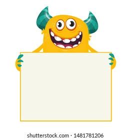 Cartoon Funny Smart Monster Holding Blank Stock Illustration 1481781206 ...