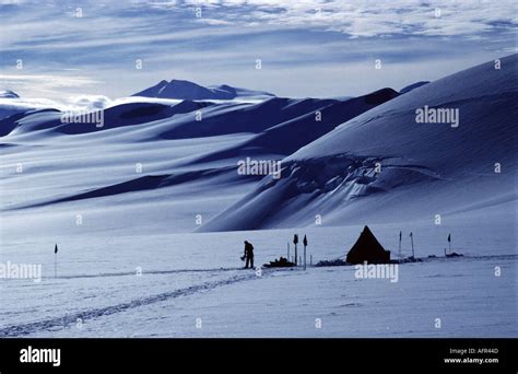 Alpine camp high on Jupiter Glacier on Alexander Island Antarctica ...