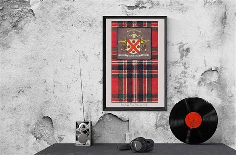 Macfarlane Clan Tartan And Coat Of Arms Vintage Poster Digital Download