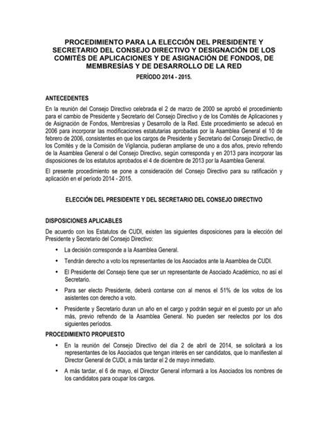 Cambios De Presidente Y Secretario Del Consejo Directivo Y