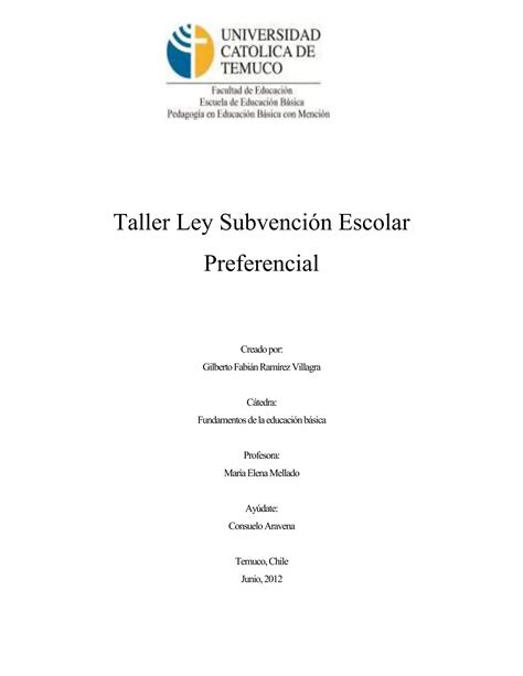 Subvención Escolar Preferencial Taller Ley SEP PDF