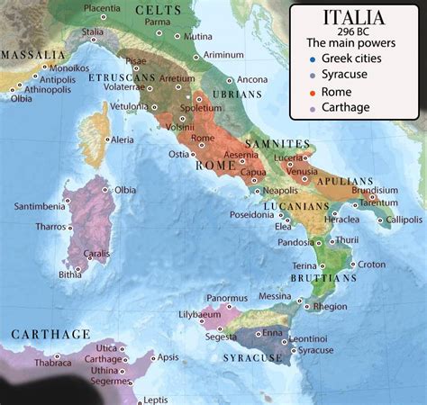 Italy 296 Bc Semi Based On The Actual Map Of The Era A Map From My Nation Strategy Rp Massalia