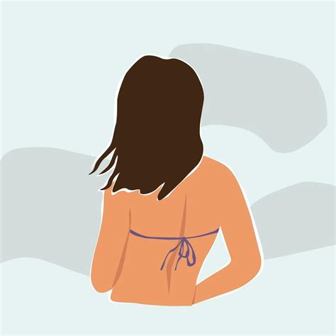 A Slender Woman With A Naked Back In A Bathing Suit Abstract Contemporary Silhouette Of A Girl