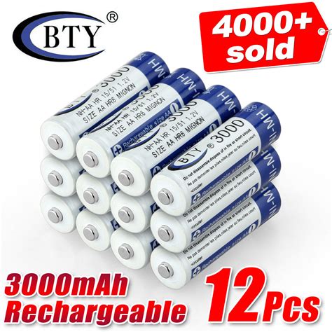 Pcs Aa Rechargeable Battery Batteries Bulk Nickel Hydride Ni Mh