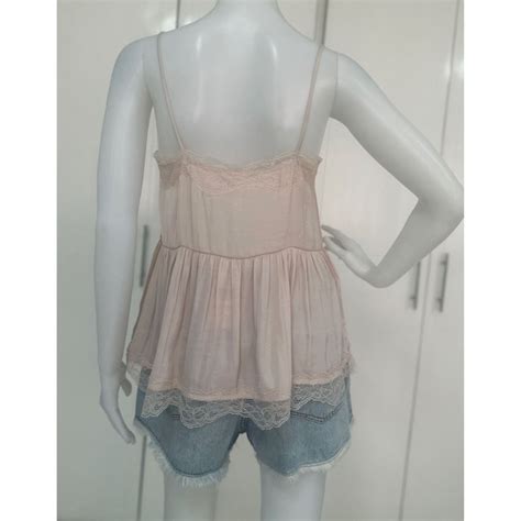 Nwt Auth Mango Nude Pink Lace Silky Cami Top Women S Fashion Tops Sleeveless On Carousell