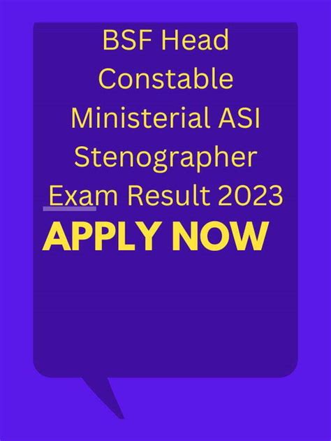 BSF Head Constable Ministerial ASI Stenographer Exam Result 2023