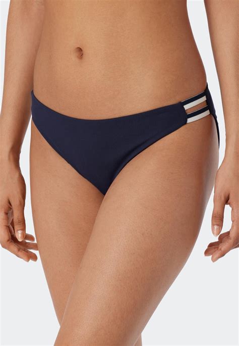 SCHIESSER Bikini Damen Bügel Bikini Set Variable Träger Mini Slip Ripp Optik Dunkelblau