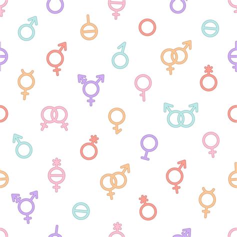 S Mbolos De G Nero De Patrones Sin Fisuras Comunidad Lgbtq Gay Lesbiana Transg Nero No Binario