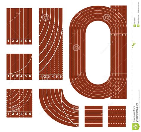 Illustration About Running Track Line Set Isolated On White