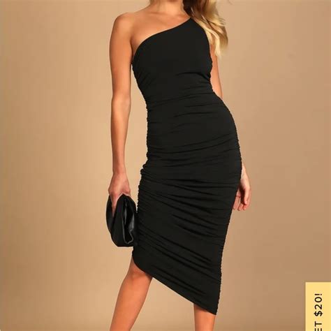 Lulus Dresses Lulus Total Appeal Black Ruched Oneshoulder Bodycon