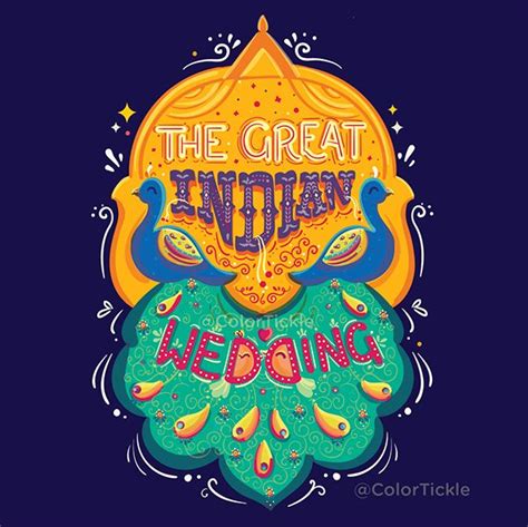 wedding stickers illustrative lettering abhinaya sudharsanam folk