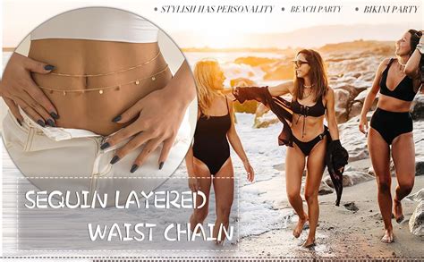 Atentuyi Quaste Pailletten Geschichteten Bauch Taille Kette Gold Set Sexy Bikini Strand Geschirr