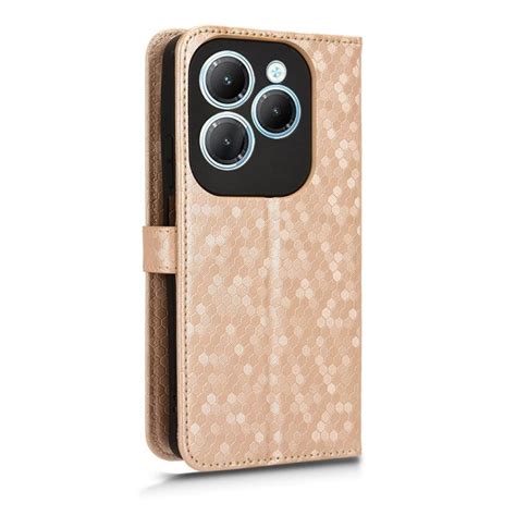 Peněženkové pouzdro Honeycomb Dot Texture Case zlaté Infinix Hot 40 Pro Levné Kryty