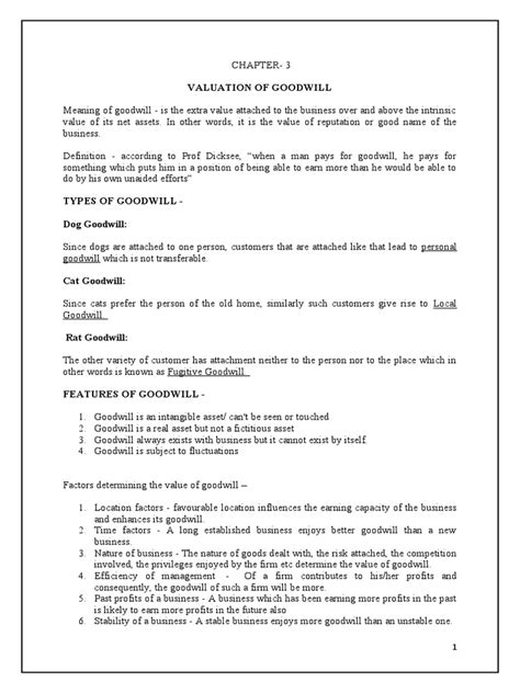 Chapter 3 Valuation Of Goodwill Pdf Goodwill Accounting