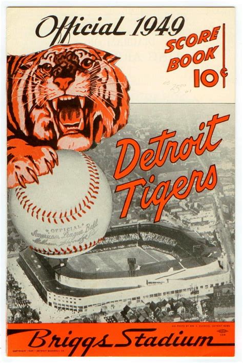 Official 1949 Detroit Tigers Score Book