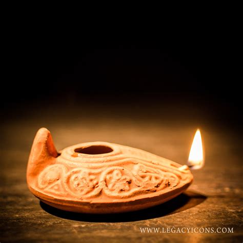 Reproduction Biblical Clay Oil Lamp. This is an authentic, hand-crafted ...