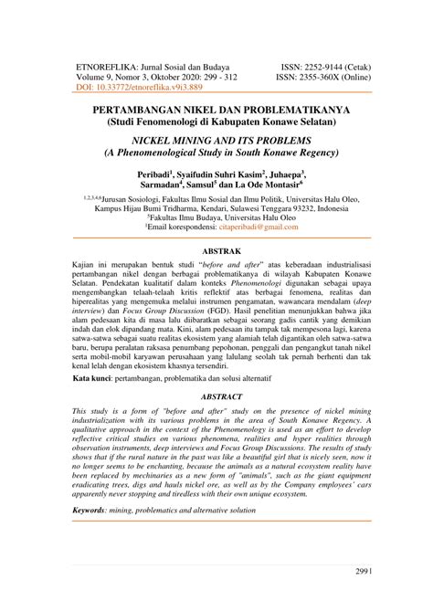 Pdf Pertambangan Nikel Dan Problematikanya Studi Fenomenologi Di