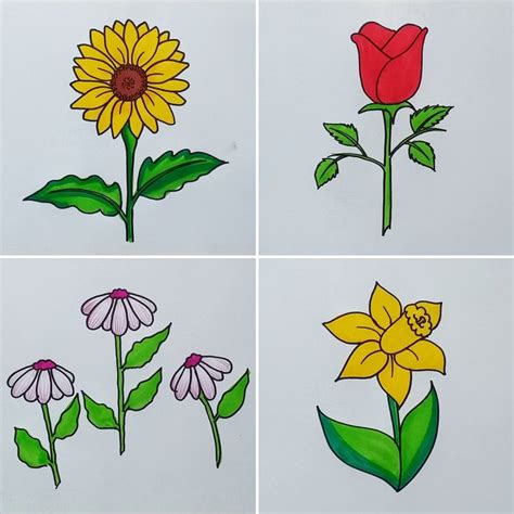 easy flower drawings  kids