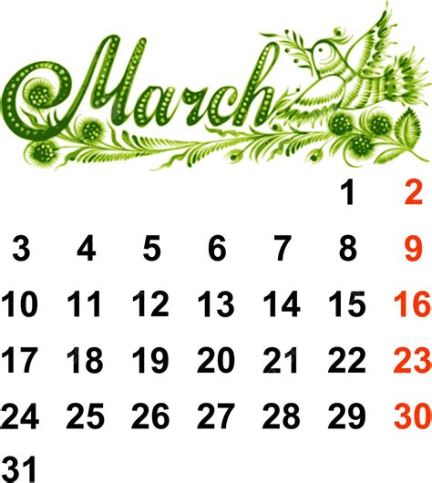 Calendar March 2014 Ukraine Springtime March Vector Ukraine