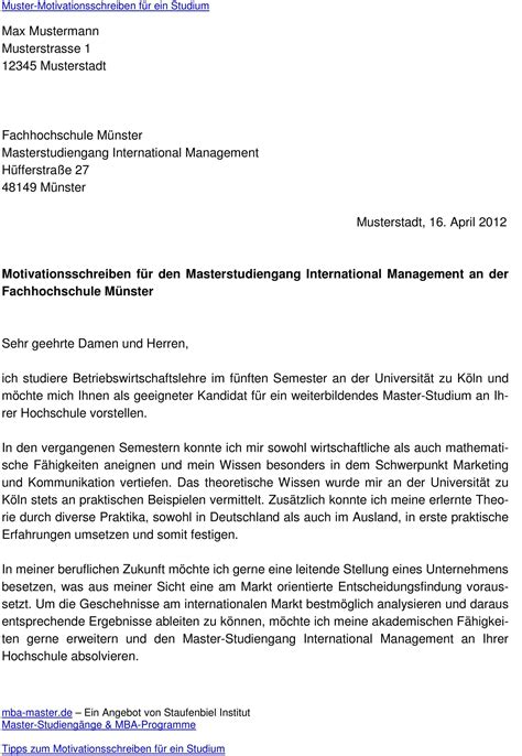 Motivationsschreiben Bachelor Studium Muster Pdf