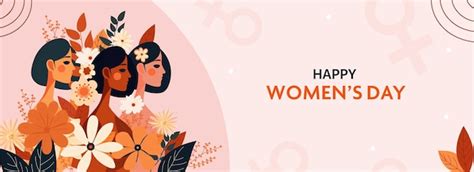 Счастливый женский день дизайн баннера с тремя персонажами молодых ...