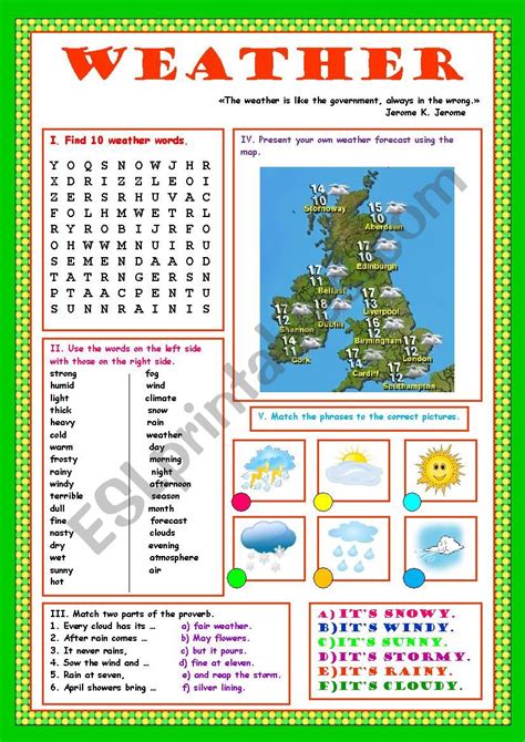 Weather Esl Worksheet By Kosamysh