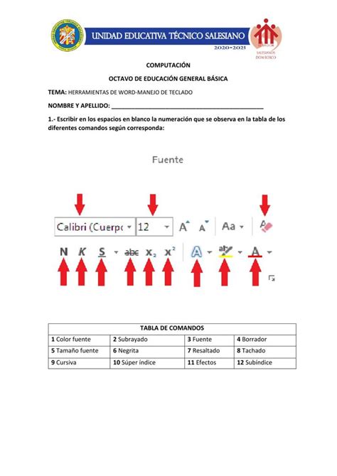 Ficha Online De Microsoft Word Para Octavo Puedes Hacer Los Ejercicios