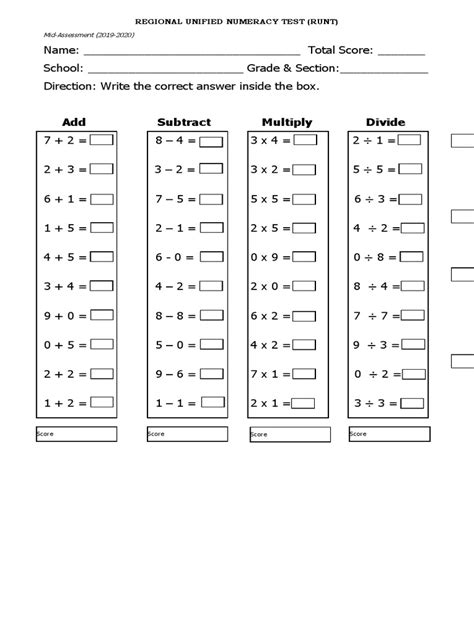 Runt Regional Unified Numeracy Test 2019 Pdf Arithmetic Numbers