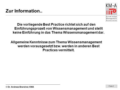 Km Best Practice Briefing Einf Hrung Von Wissensmanagement Ppt