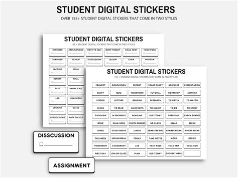 Student Digital Stickers Freebie Etsy