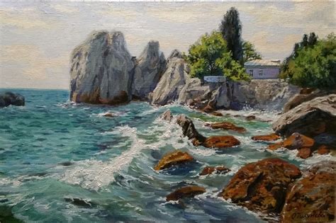 Картина море, пейзаж маслом, 40х60 см. Крымский пейзаж. Гурзуф. в ...