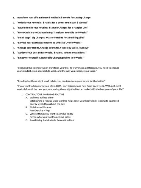 8 Habits In 8 Weeks Pdf