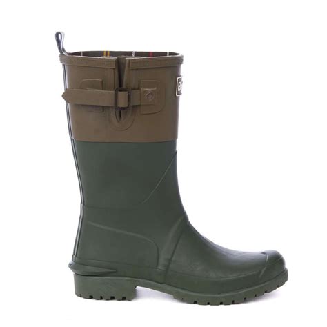 Barbour Short Wellington Boots In Kelp And Khaki Country Club Prep