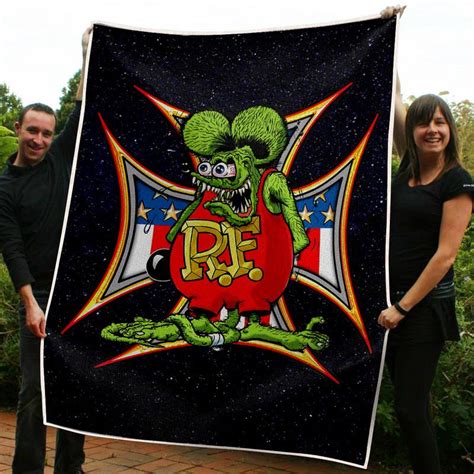 Personalized Hot Rod Rat Fink Kustom Garage Blanket Bluefink