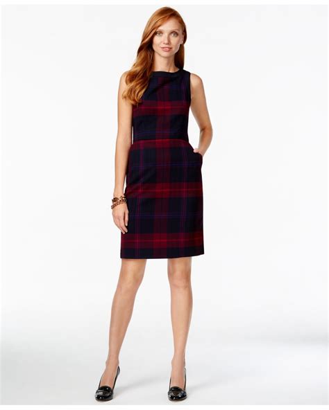 Tommy Hilfiger Sleeveless Plaid Sheath Dress In Blue Lyst