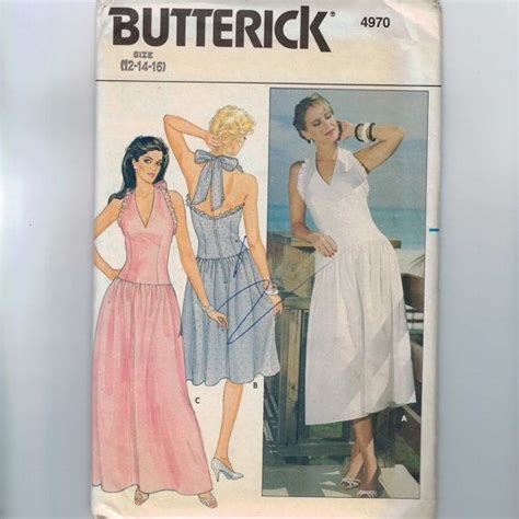 1980s Vintage Sewing Pattern Butterick 4970 Misses Halter Neck Etsy