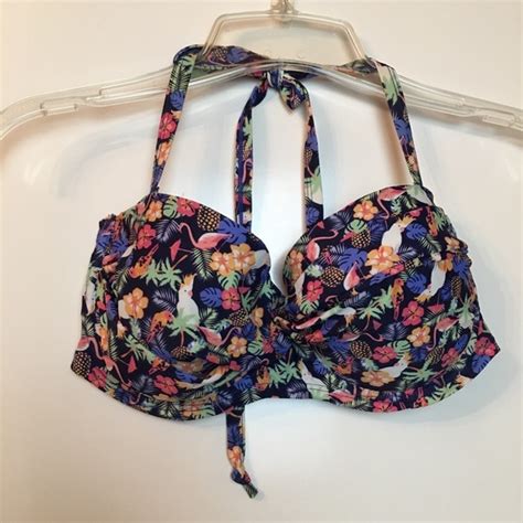 Kelly Brook Swim Kelly Brook Bikini Top Tropical Halter Top Us 34c