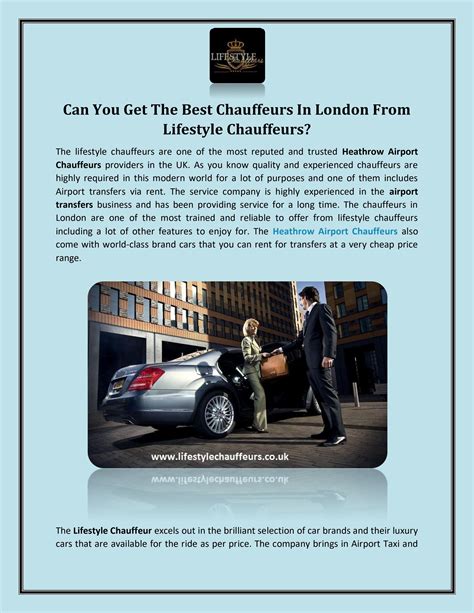 Can You Get The Best Chauffeurs In London From Lifestyle Chauffeurs By