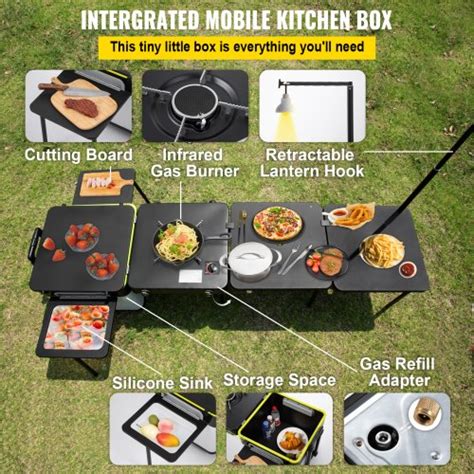 Vevor Outdoor Mobile Kitchen Portable Multifunctional Camp Box With Wheels All In One