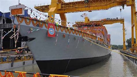 Rajnath Singh Stealth Frigate Ins Dunagiri Launched Into The Hooghly