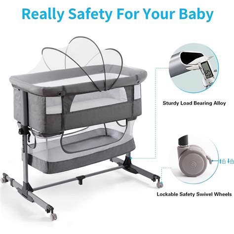 Adjustable Baby Crib Baby Bassinet With Wheels Portable Baby